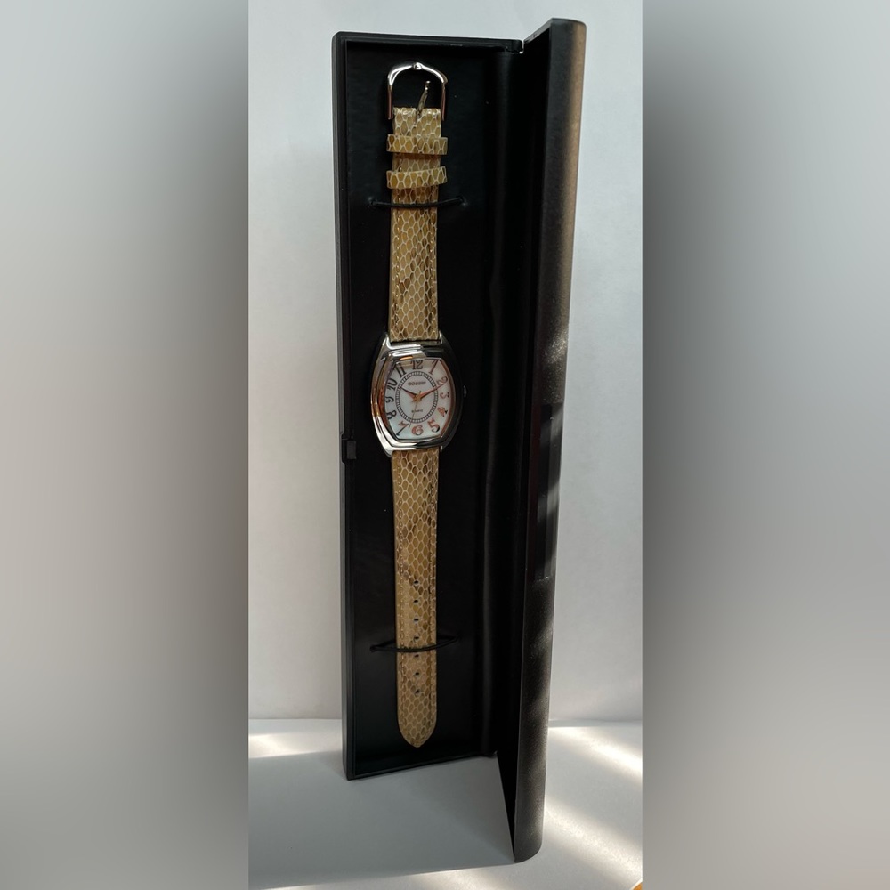 GOSSIP Quartz Watch with Genuine Italian Leather Band Snake Skin Print